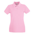 Light Pink - Front - Fruit of the Loom Womens-Ladies Premium Cotton Pique Lady Fit Polo Shirt