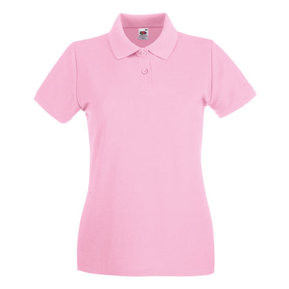 Light Pink - Front - Fruit of the Loom Womens-Ladies Premium Cotton Pique Lady Fit Polo Shirt