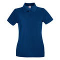 Navy - Front - Fruit of the Loom Womens-Ladies Premium Cotton Pique Lady Fit Polo Shirt