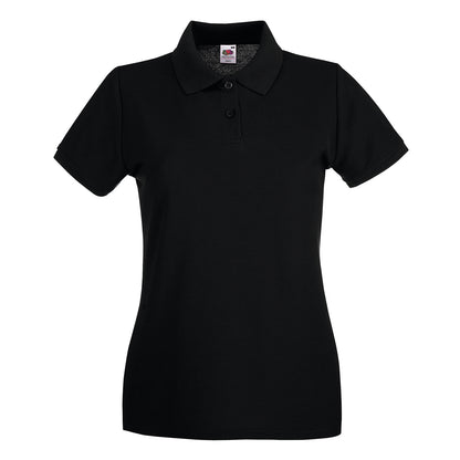 Black - Front - Fruit of the Loom Womens-Ladies Premium Cotton Pique Lady Fit Polo Shirt