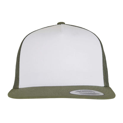 Olive Green-White-Loden - Side - Flexfit Unisex Adult Contrast Trucker Cap