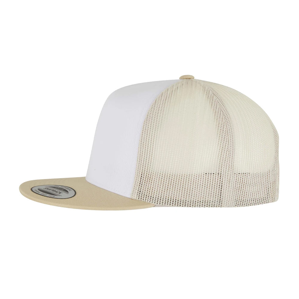 Gold-White-Beige - Front - Flexfit Unisex Adult Contrast Trucker Cap