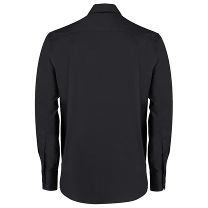 Black - Back - Kustom Kit Mens Oxford Tailored Long-Sleeved Shirt