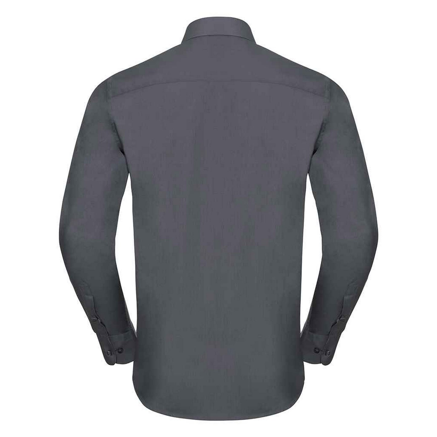 Convoy Grey - Back - Russell Collection Mens Poplin Tailored Long-Sleeved Shirt