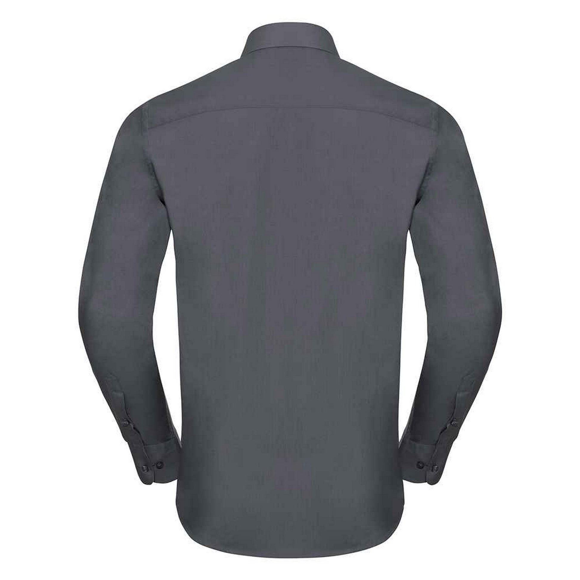 Convoy Grey - Back - Russell Collection Mens Poplin Tailored Long-Sleeved Shirt