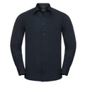 French Navy - Front - Russell Collection Mens Poplin Tailored Long-Sleeved Shirt