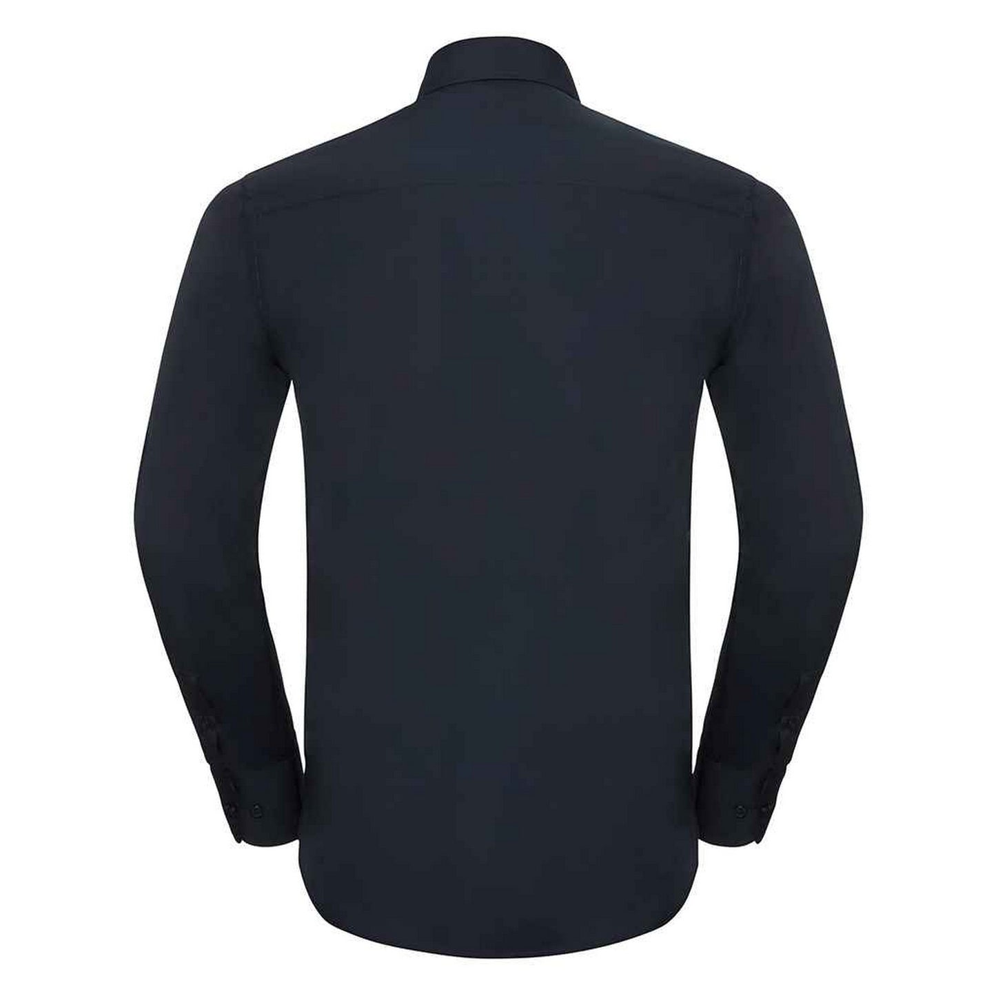 French Navy - Back - Russell Collection Mens Poplin Tailored Long-Sleeved Shirt