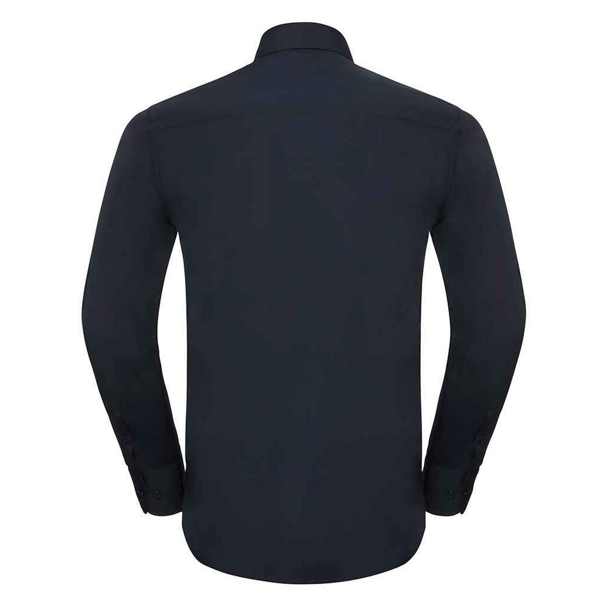 French Navy - Back - Russell Collection Mens Poplin Tailored Long-Sleeved Shirt