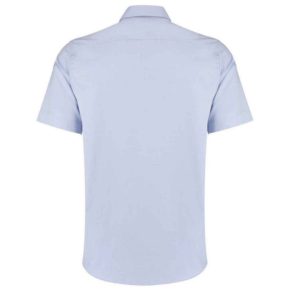 Light Blue - Back - Kustom Kit Mens Premium Oxford Tailored Short-Sleeved Shirt