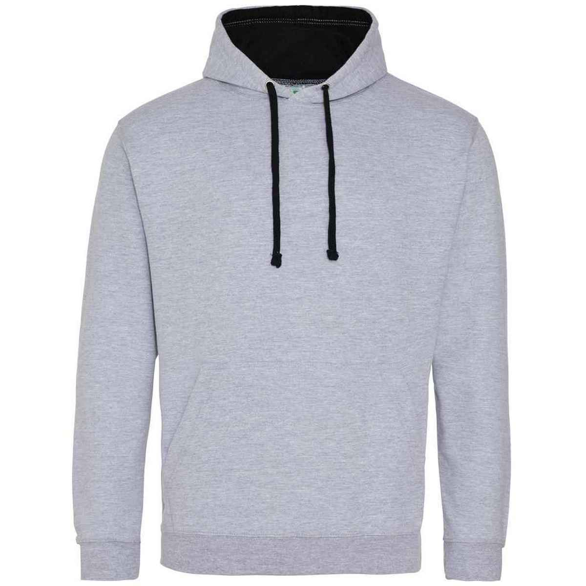 Heather Grey-Jet Black - Front - Awdis Womens-Ladies Varsity Hoodie