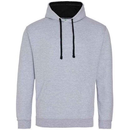 Heather Grey-Jet Black - Front - Awdis Womens-Ladies Varsity Hoodie