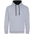 Heather Grey-Jet Black - Front - Awdis Womens-Ladies Varsity Hoodie