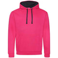 Hot Pink-French Navy - Front - Awdis Womens-Ladies Varsity Hoodie