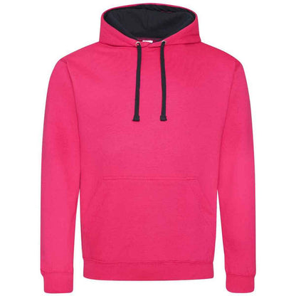 Hot Pink-French Navy - Front - Awdis Womens-Ladies Varsity Hoodie