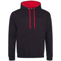 Jet Black-Fire Red - Front - Awdis Womens-Ladies Varsity Hoodie