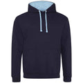 New French Navy-Sky Blue - Front - Awdis Womens-Ladies Varsity Hoodie