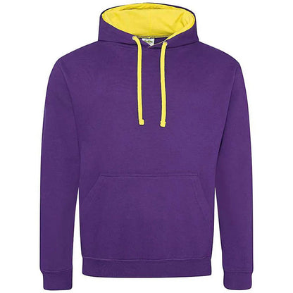 Purple-Sun Yellow - Front - Awdis Womens-Ladies Varsity Hoodie