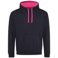 Jet Black-Hot Pink - Front - Awdis Womens-Ladies Varsity Hoodie