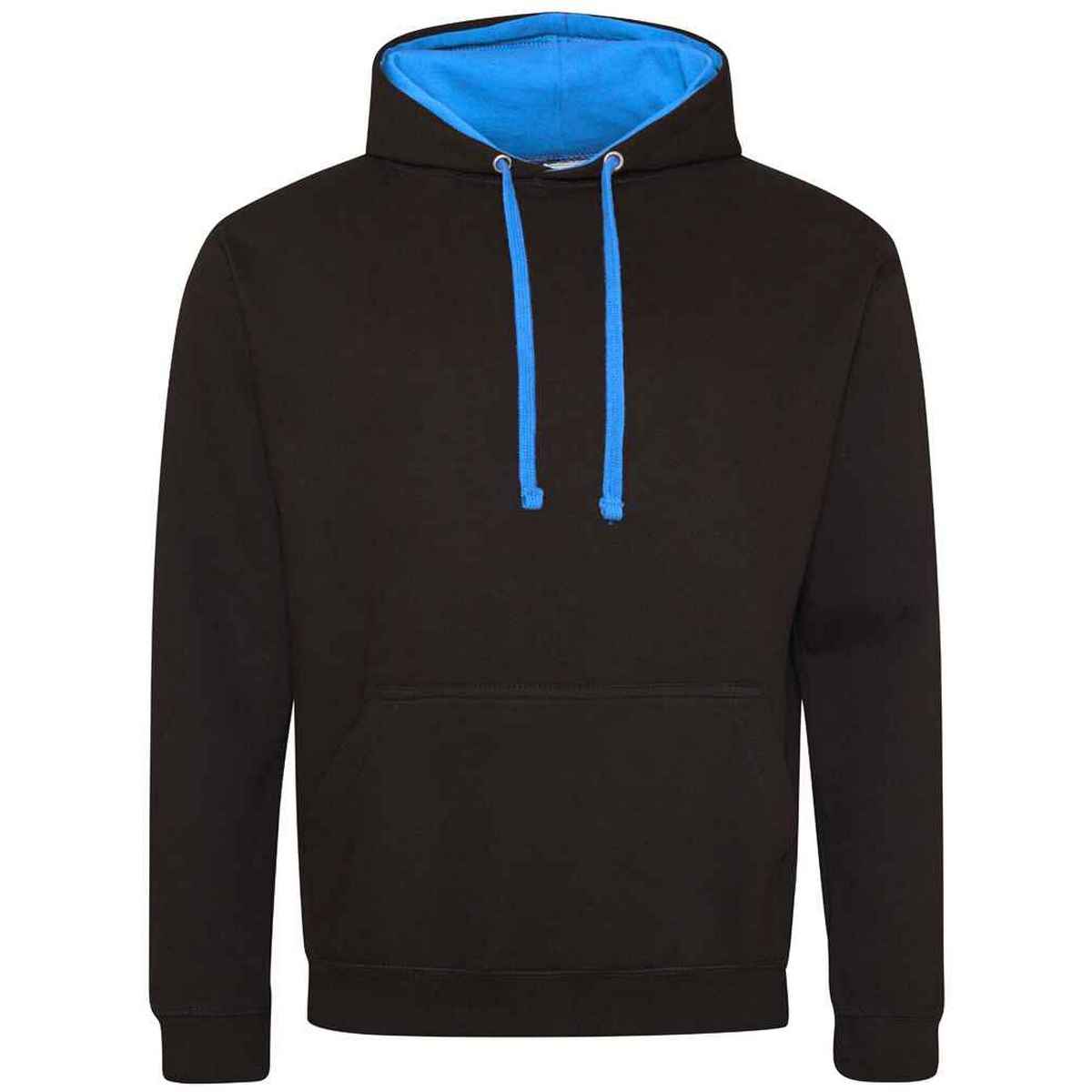 Jet Black-Sapphire Blue - Front - Awdis Womens-Ladies Varsity Hoodie