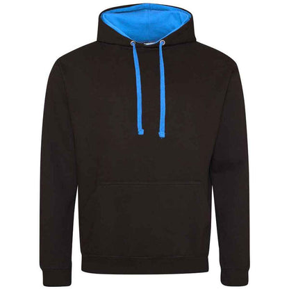 Jet Black-Sapphire Blue - Front - Awdis Womens-Ladies Varsity Hoodie
