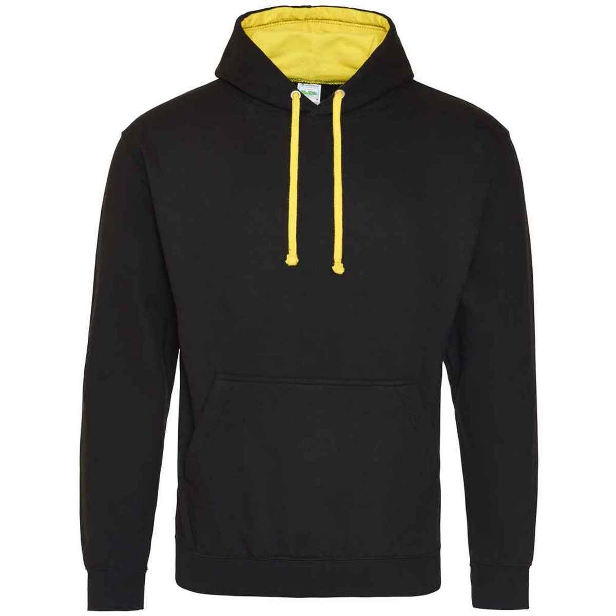 Jet Black-Sun Yellow - Front - Awdis Womens-Ladies Varsity Hoodie