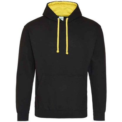 Jet Black-Sun Yellow - Front - Awdis Womens-Ladies Varsity Hoodie