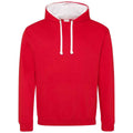 Fire Red-Arctic White - Front - Awdis Womens-Ladies Varsity Hoodie