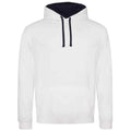 Arctic White-French Navy - Front - Awdis Womens-Ladies Varsity Hoodie