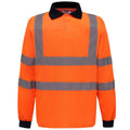 Orange - Front - Yoko Unisex Adult Hi-Vis Long-Sleeved Polo Shirt