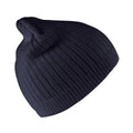 Navy - Front - Result Winter Essentials Unisex Adult Knitted Cotton Beanie