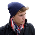 Navy - Back - Result Winter Essentials Unisex Adult Knitted Cotton Beanie