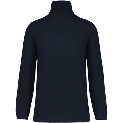 Navy-Heather - Back - Kariban Mens Trucker Zip Neck Sweatshirt
