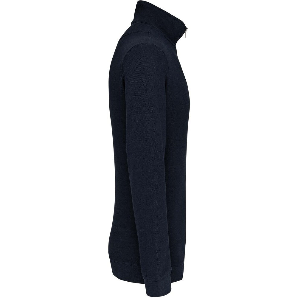 Navy-Heather - Side - Kariban Mens Trucker Zip Neck Sweatshirt