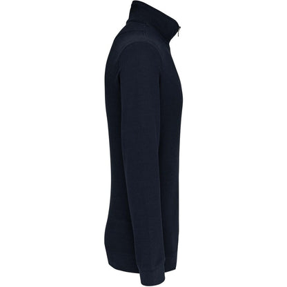 Navy-Heather - Side - Kariban Mens Trucker Zip Neck Sweatshirt