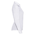 White - Side - Russell Collection Womens-Ladies Poplin Easy-Care Long-Sleeved Formal Shirt
