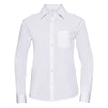 White - Front - Russell Collection Womens-Ladies Poplin Easy-Care Long-Sleeved Formal Shirt