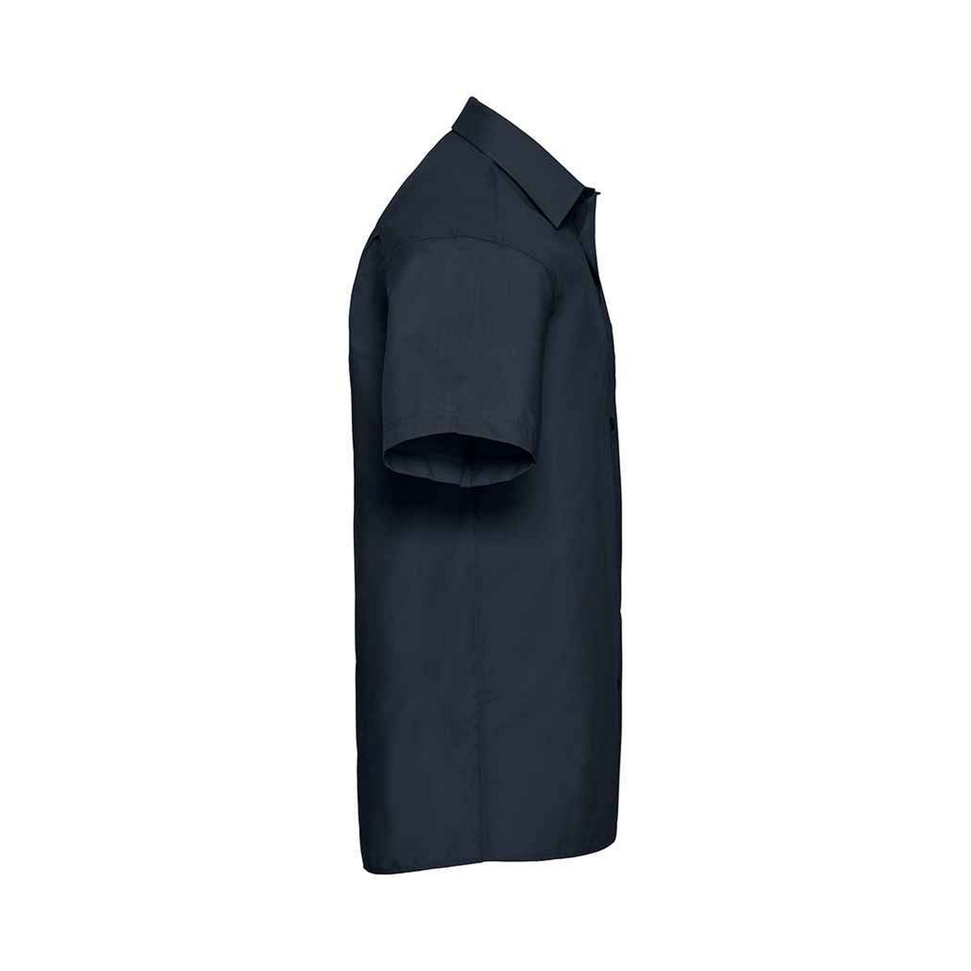 French Navy - Side - Russell Collection Mens Poplin Easy-Care Short-Sleeved Formal Shirt