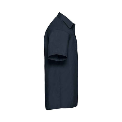 French Navy - Side - Russell Collection Mens Poplin Easy-Care Short-Sleeved Formal Shirt