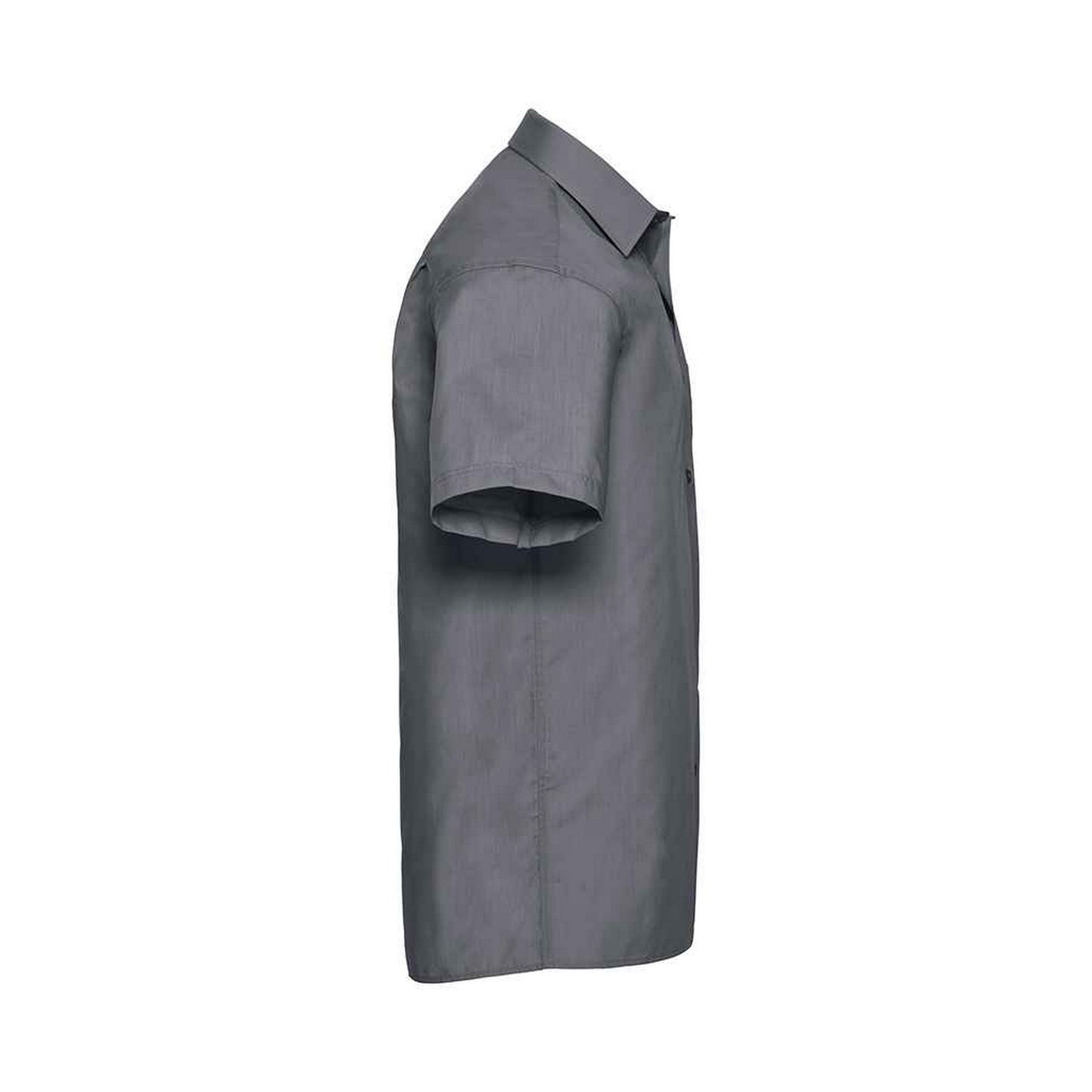 Convoy Grey - Side - Russell Collection Mens Poplin Easy-Care Short-Sleeved Formal Shirt