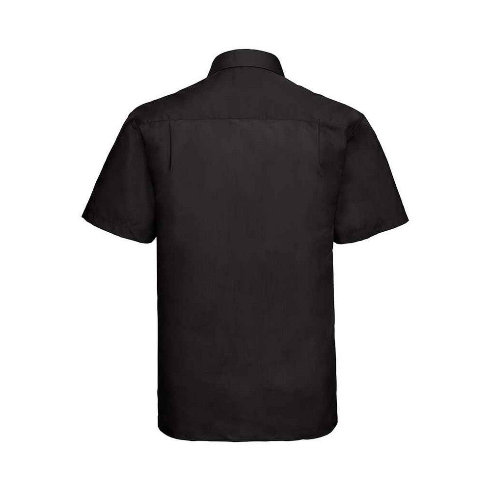 Black - Back - Russell Collection Mens Poplin Easy-Care Short-Sleeved Formal Shirt