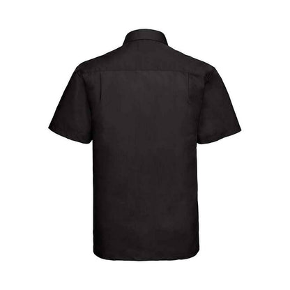 Black - Back - Russell Collection Mens Poplin Easy-Care Short-Sleeved Formal Shirt