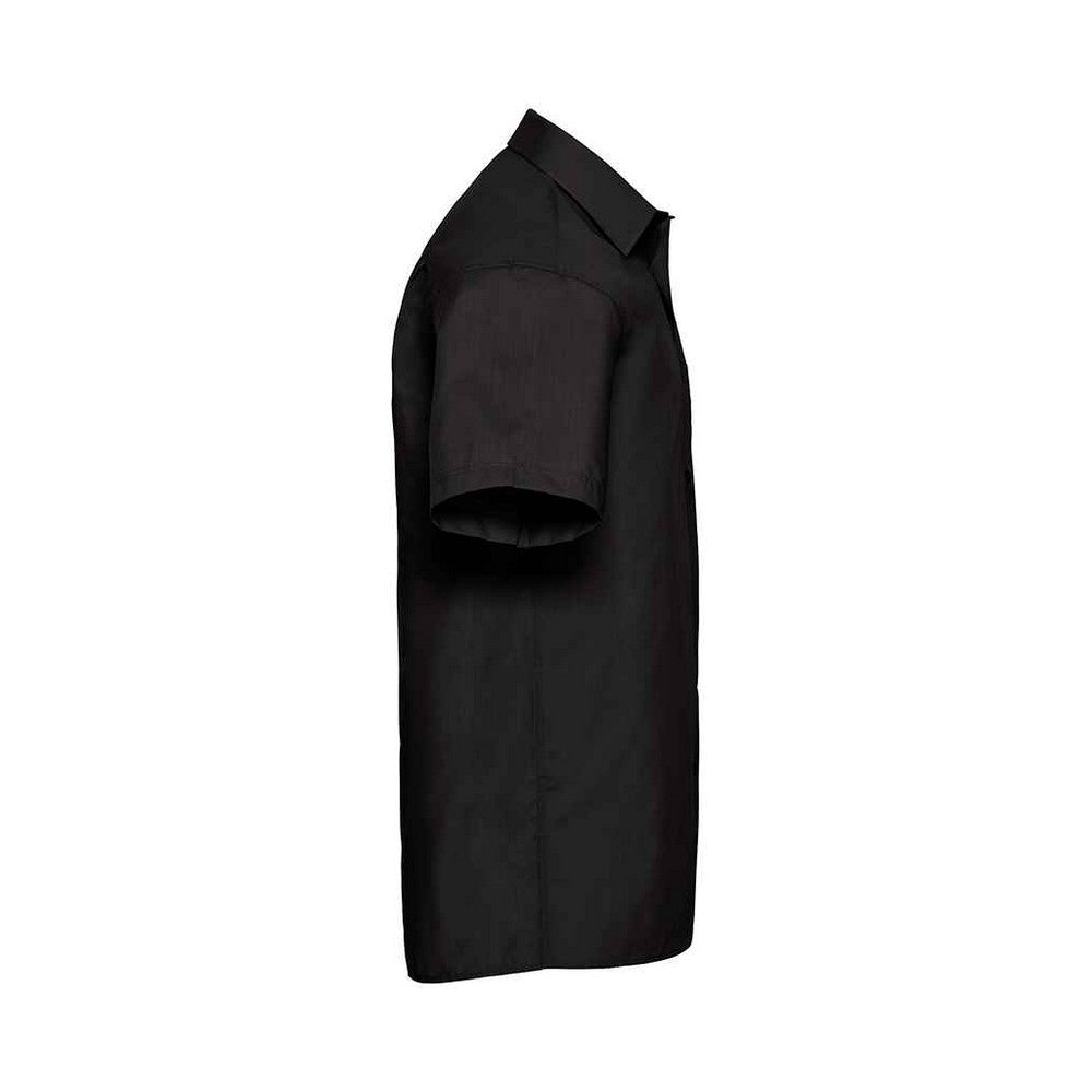 Black - Side - Russell Collection Mens Poplin Easy-Care Short-Sleeved Formal Shirt