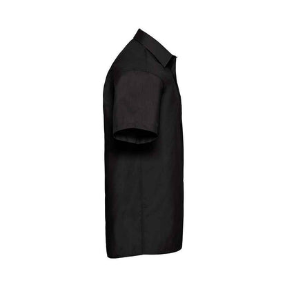 Black - Side - Russell Collection Mens Poplin Easy-Care Short-Sleeved Formal Shirt
