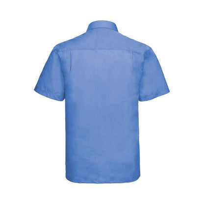 Corporate Blue - Back - Russell Collection Mens Poplin Easy-Care Short-Sleeved Formal Shirt