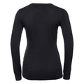 Black - Back - Russell Collection Womens-Ladies Cotton Acrylic V Neck Sweatshirt