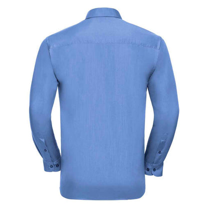 Corporate Blue - Back - Russell Collection Mens Poplin Easy-Care Long-Sleeved Formal Shirt