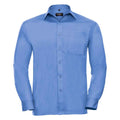 Corporate Blue - Front - Russell Collection Mens Poplin Easy-Care Long-Sleeved Formal Shirt