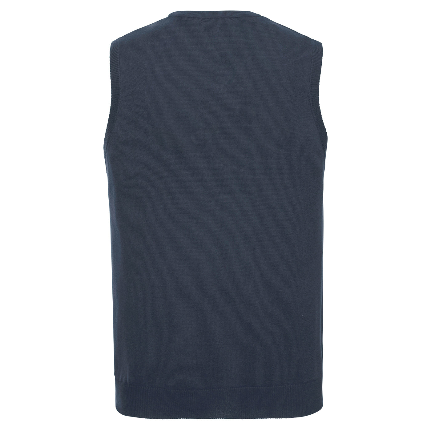French Navy - Back - Russell Collection Mens Cotton Acrylic V Neck Sleeveless Sweatshirt