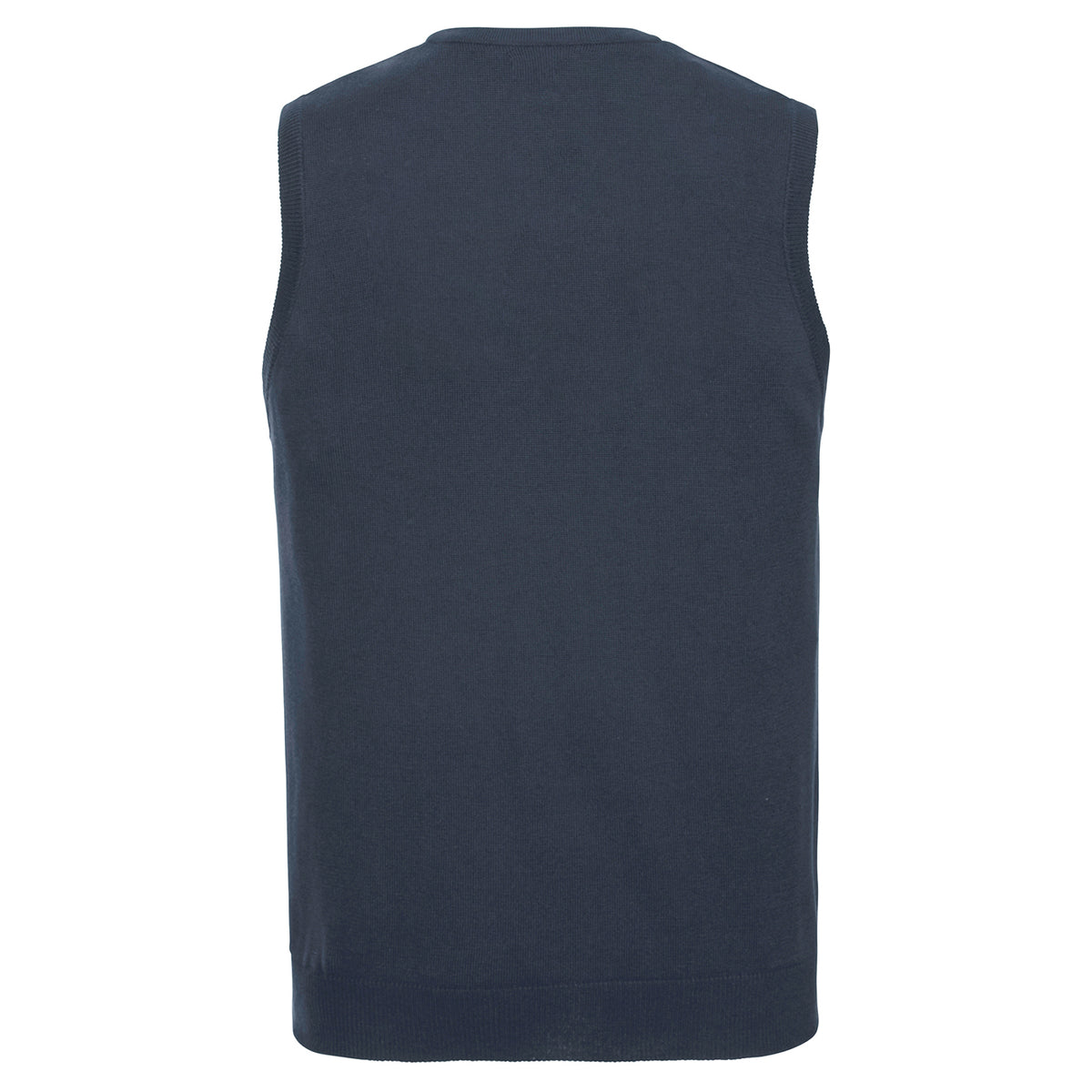 French Navy - Back - Russell Collection Mens Cotton Acrylic V Neck Sleeveless Sweatshirt