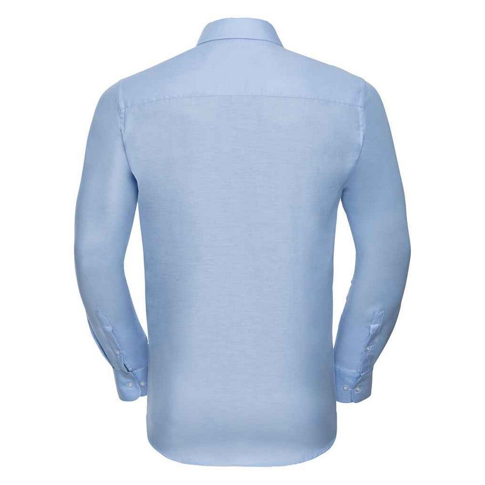Oxford Blue - Back - Russell Collection Mens Oxford Tailored Long-Sleeved Formal Shirt